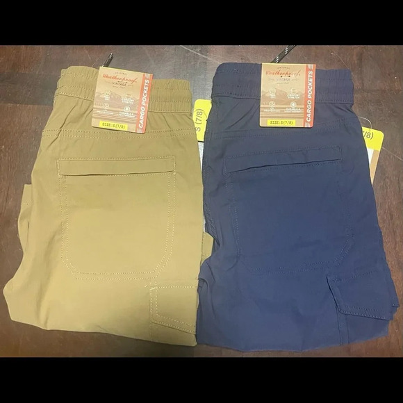 Weatherproof vintage Boys Cargo Shorts 2 Pair Tan Blue XSmall 5/6 - Picture 5 of 15